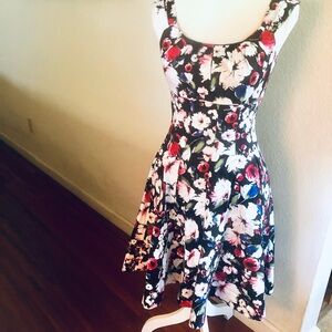 White House Black Market 50s style fit and flare floral dress